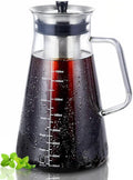Aquach Airtight Cold Brew Coffee (Iced Tea) Maker 51oz/1.5L BPA-Free Durable Borosilicate Glass Pitcher and Stainless Steel Fine-Mesh Filter Dishwasher Safe Spill-proof 6 Cups Capacity