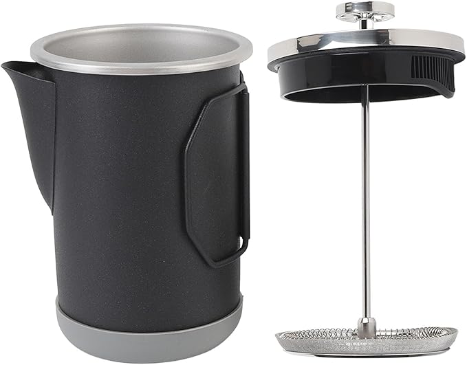 Stylish 304 Stainless Steel French Press Coffee Maker 1000ml Portable Hand Brewed Coffee Press Pot for Camping Simple Maintenance and Versatile Use (Black)