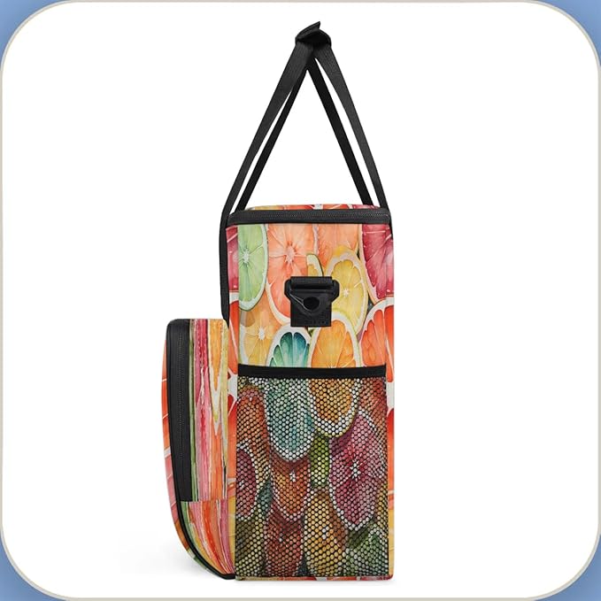 Lemon Theme Coffee Maker Carrying Bag Compatible with K-Mini or K-Mini Plus Portable Single Cup Coffee Maker Case with Pockets for K Cup Pods