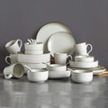 Dinnerware SetVintage Gray Ceramics Dinner Sets of 28 Pieces Plates Bowls Combination