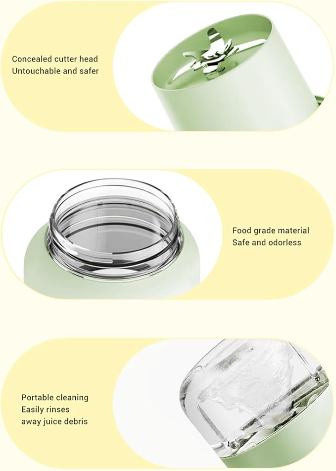 Portable Blender for Shakes and Smoothies USB Rechargeable Travel Blender with Leak-proof Lid and Stainless Steel Blades Personal Blender With