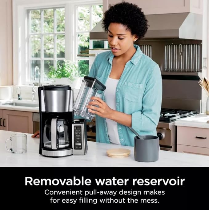 Niinjaa 12 Cup Programmable Coffee Brewer 2 Brew Styles Adjustable Warm Plate 60 oz Water Reservoir Delay Brew color Black/Stainless Steel (model CE 251)
