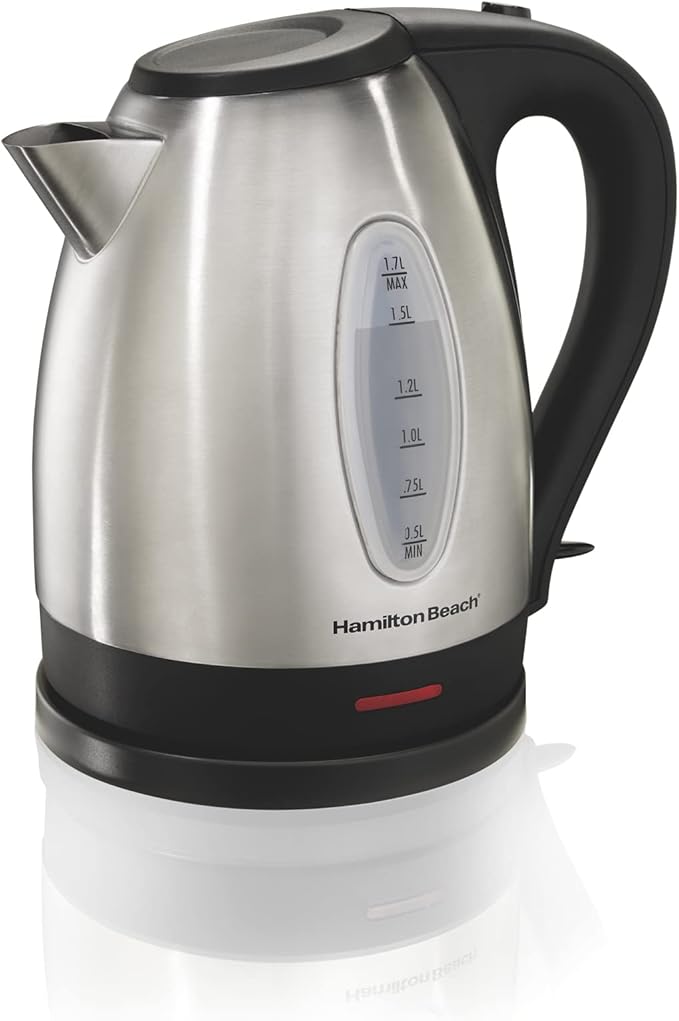 Hamilton Beach Retro Toaster with Wide Slots Sure-Toast Technology Bagel &amp Defrost Settings Auto Boost 2 Slice &amp Electric Tea Kettle Water Boiler &amp Heater 1.7 L Stainless Steel