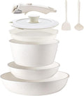 8PCS Ceramic CookwareNonstick Ceramic Pan Removable Handle Pots and Pans Set Stackable Pan Set Nonstick Pots and Pans Set Non Stick pot for HomeRV