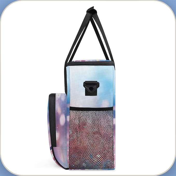 Glitter Flower Coffee Maker Carrying Bag Portable Travel Storage Tote Bag Compatible with K-Mini or K-Mini Plus Single Serve Coffee Brewer Carrying Case with Multiple Pockets &amp Shoulder Strap