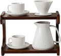 Pour Over Coffee Maker Set 22OZ Ceramic Pour Over Coffee Dripper with Acacia Wood Stand and 5OZ Cups and Saucers Set of 2 Size 02