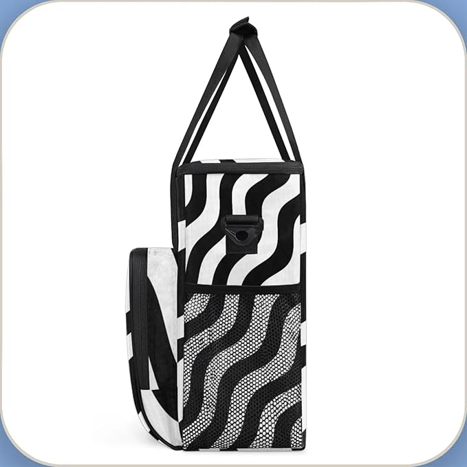 Wavy Line Coffee Maker Travel Bag for Keurig K-Mini/K-Mini Plus Insulated Waterproof Tote with Pockets for K-Cup Portable Single-Serve Brewer Case
