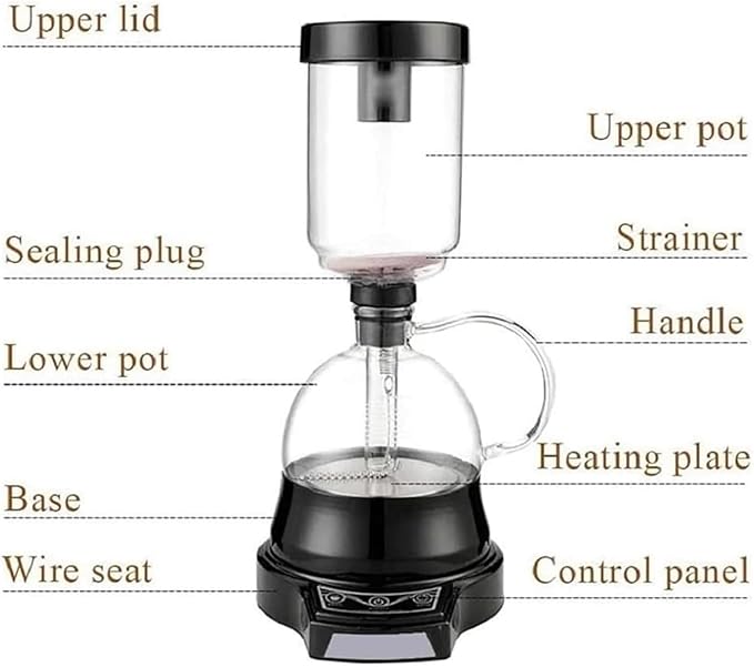 Electric Siphon Coffee Maker Coffee Maker Brewer With Auto Timer &amp 400ml Glass Pot 60s Extraction &amp 2 Power Adjustable Removable Design Vacuum Coffee Machine For Coffee Lover Coffee