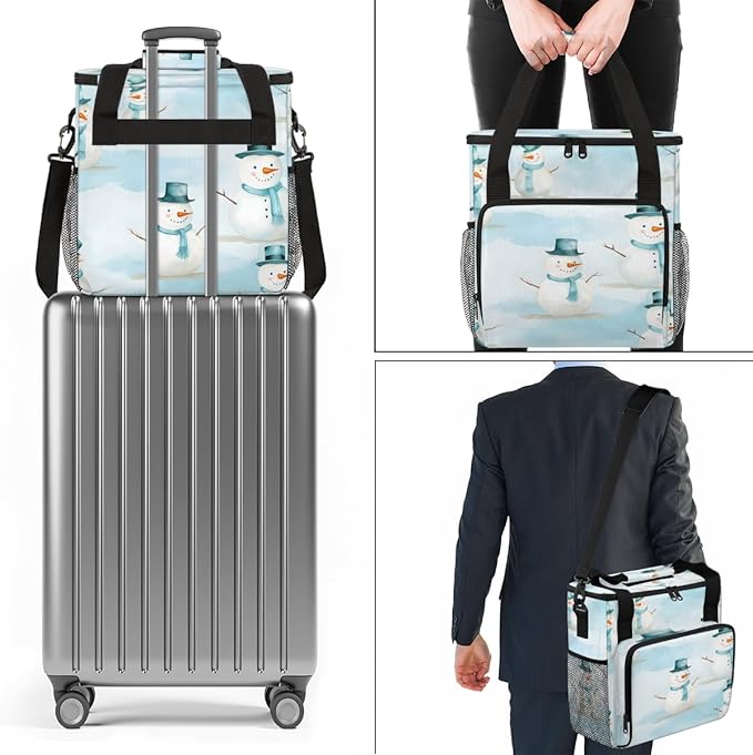 Xmas Snowman Coffee Maker Carrying Bag Fantastic Snowman Travel Storage Bag Compatible with K-Mini or K-Mini Plus Single Serve Coffee Brewer Carrying Case with Multiple Pockets &amp Shoulder Strap