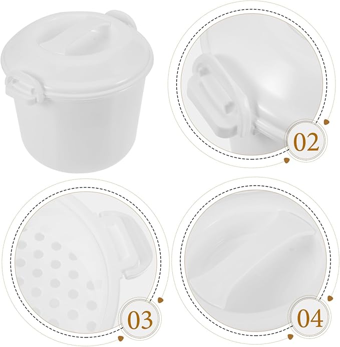 1Set Microwave Rice Cooker with Lid Portable Rice Container for and Steaming for Family Meals Reusable Kitchen Tool for Prep