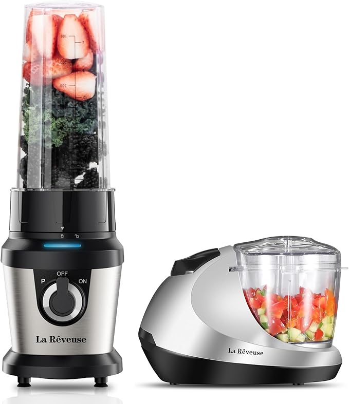 La Reveuse 400W Stainless Steel Smoothie Blender + La Reveuse 1.3-Cup Mini Food Chopper