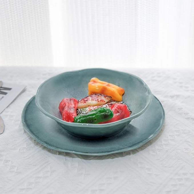 Missyip Melamine Dinnerware Set Indoor and Outdoor Use Plates and Bowls Sets Durable 12 Pcs Dishes Sets for 4 BPA Free Dishwasher Safe Not Microwave Not Oven