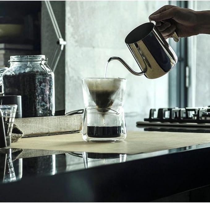 HMM Gaze Dripper &amp Pot - Pour Over Coffee Maker Brews 1-2 Cups Double Wall Glass Construction Aesthetic Helix Design Essential for Drip Coffee Lovers