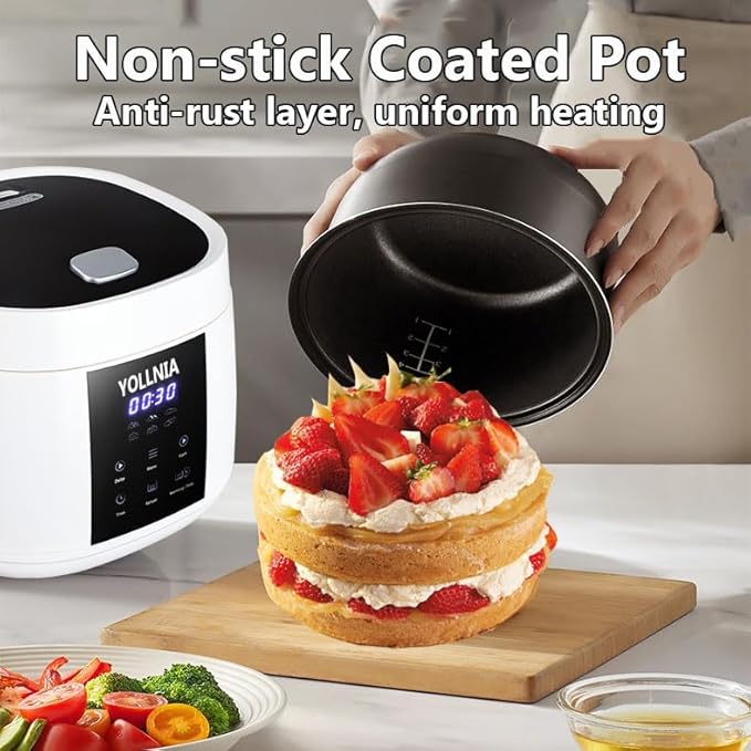 3L Rice Cooker 12 cups (Cooked) Mini Digital Rice Cooker6 in 1 Multicooker for Grain Preset and Reheat Options 12-Hr Delay Timer Auto Keep Warm Non-Stick Inner Pot with Steaming Basket