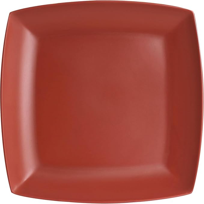 12-Piece Square Melamine Dinnerware Set – Durable Lightweight Outdoor Plates and Bowls Raised Edge Design Dishwasher Safe Tableware for Casual Indoor &amp Outdoor Dining – Gray Orange Green (Oran