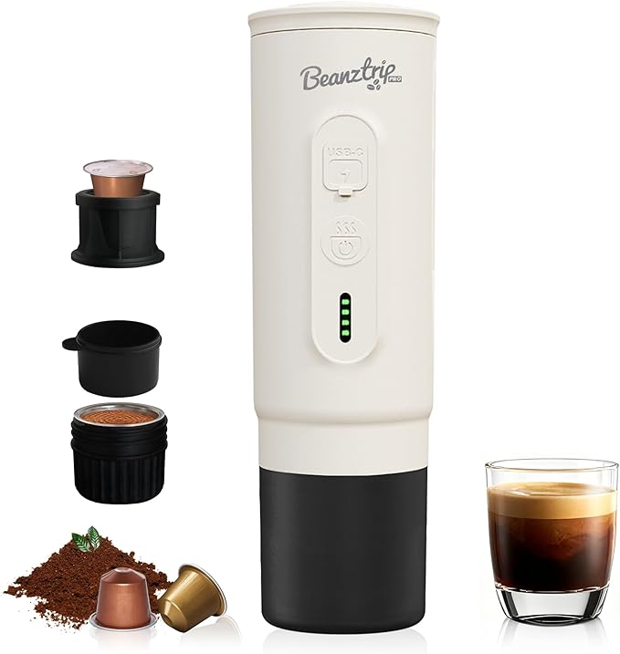 H02PRO Travel Coffee Maker Portable Espresso Machine for Camping 20 Bar Mini Coffee Maker Compatible with NS Capsule &amp Ground Coffee 65ML Battery Operated Car Coffee Machines for Travel