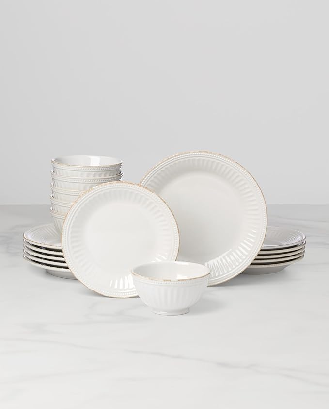 Lenox 899195 French Perle Groove 18-Piece Dinnerware Set Service For 6