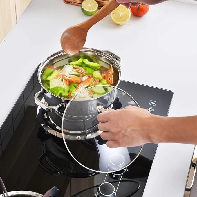 Cookware Set Stainless Steel 9-Piece Kitchen Cooking Pot&ampPan Set Non Stick Frying Pan Saucepan Casserole Glass Lid