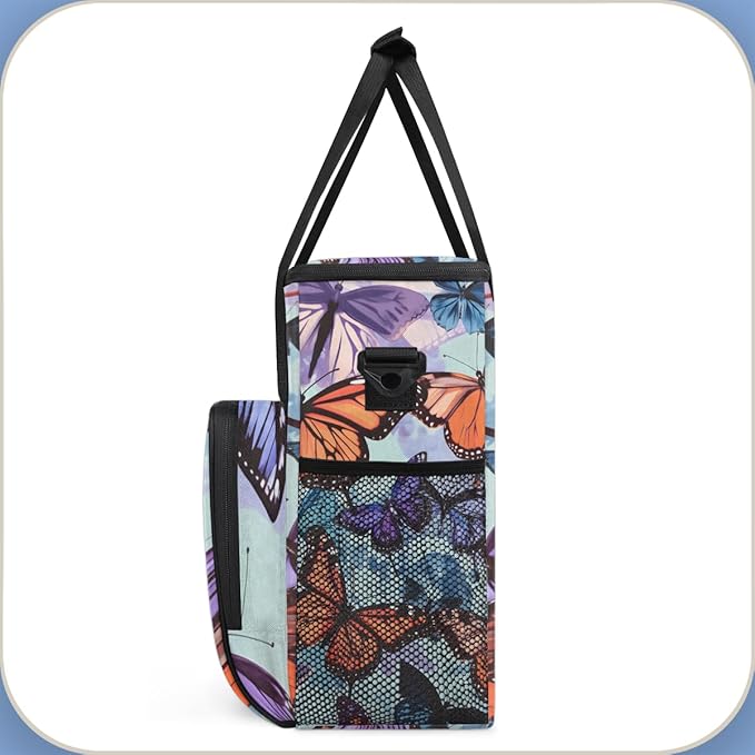 Abstract Butterfly Coffee Maker Carrying Bag Portable Travel Storage Tote Bag Compatible with K-Mini or K-Mini Plus Single Serve Coffee Brewer Carrying Case with Multiple Pockets &amp Shoulder Stra