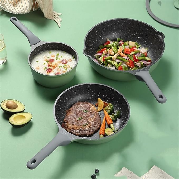 Cookware Kit Kitchen Non-stick Pot Set Camping Multi-function Rice Cooker Milk Pot Cookware Set With Lid Induction Cooker Pot Kitchen Utensils (Color : A Size A