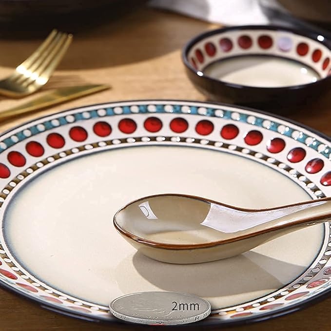 Elegant Dinnerware Set Dinner Plates Bowls Set 11 Pcs Dinnerware Sets American Style Retro Porcelain Tableware Set with Plates and Bowls Ceramic Dinner Set for Kitchen
