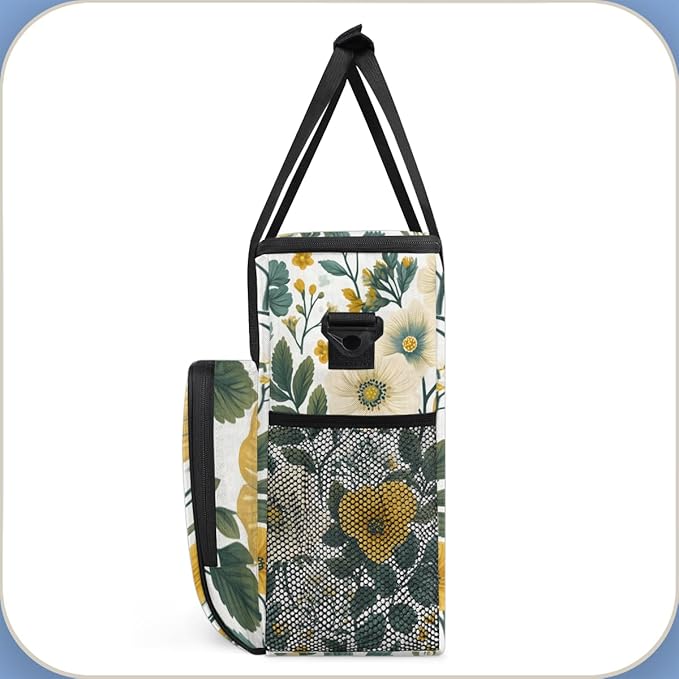 Aromatic Flowers Coffee Maker Carrying Bag Portable Travel Storage Tote Bag Compatible with K-Mini or K-Mini Plus Single Serve Coffee Brewer Carrying Case with Multiple Pockets &amp Shoulder Strap