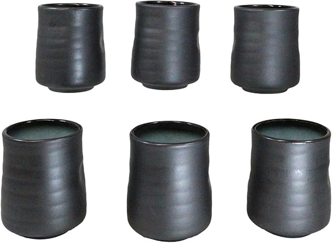 Ebros Gift Blue Sky Stars Artistic Seikai Porcelain Collection Dinnerware Serveware Kitchenware Set Asian Japanese Dining Restaurant Supply (Pack Of 6 Yunomi Reactive Glaze Tea Cups 9oz)