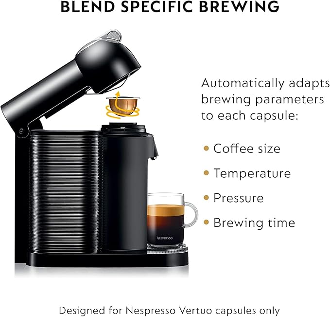 Nespresso Vertuo Coffee and Espresso Maker by Breville Black with Aeroccino Milk Frother