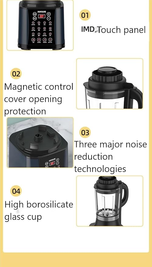 Domeng Heating Blender with Automatic Cooking Function 1.75L Capacity 1200W Multi-Function Soy Milk Maker and Juicer 8 Speed Settings Stainless Steel Blade Red and Black