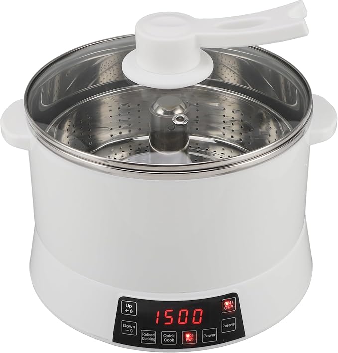 Electric Rice Cooker 4L Intelligent Control Stainless Steel Rice Cooker Adjustable Height with Fast Heating 12H Timer Reservation for Health Steamer (US)