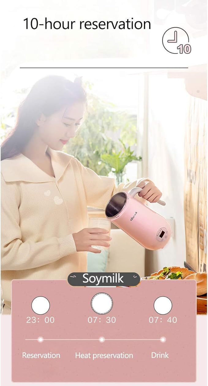 Mini Soymilk Machine Portable Soy Milk Rice Paste Maker Electric Juicer Blender Food Grinding Heating Processor 350ml(Black-JoJo's Bizarre Adventure1)