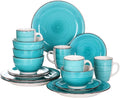 16-Pieces Porcelain Dinnerware Set Vintage Ceramic Plate Set with Dinner Plate Dessert Plate Bowl Mug Set