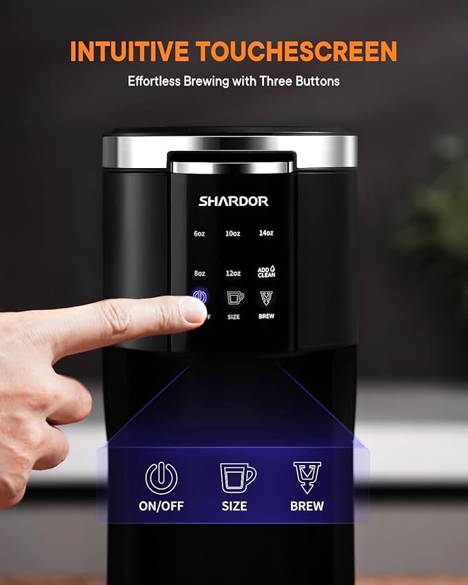 SHARDOR 3 in 1 Coffee Maker K Cup Coffee Maker Compatible with Ground Coffee &amp Teas Single Serve Coffee Machine 6–14oz Brew Sizes 40oz Detachable Water Reservoir Descale Settings Black