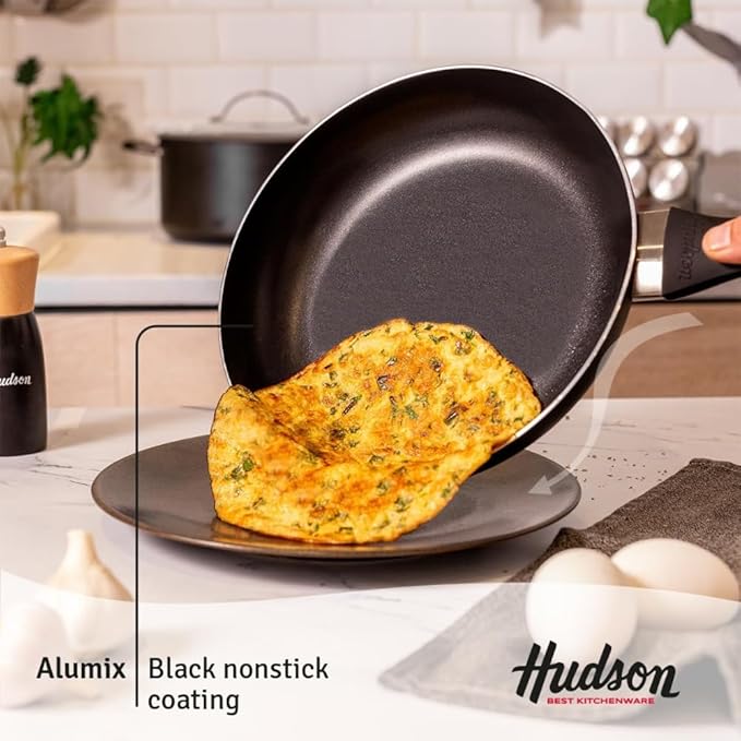 HUDSON Pots and pans Set Nonstick Black Cookware Sets 5 pcs Set w/Frying Pan Pot &amp Saucepan Dishwasher Safe