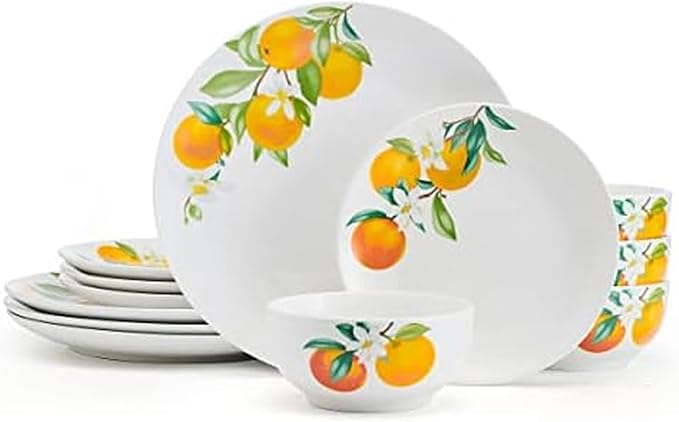 Studio Nova Oranges 12 Piece Dinnerware Set Service for 4 White
