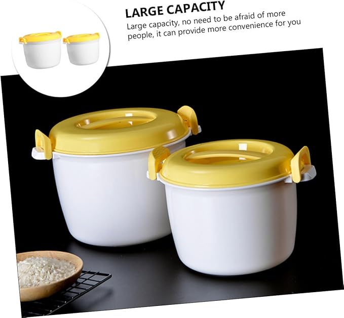 Garneck 2pcs Microwave Rice Cooker Small Rice Cooker Food Containers Steamer Lunch Box