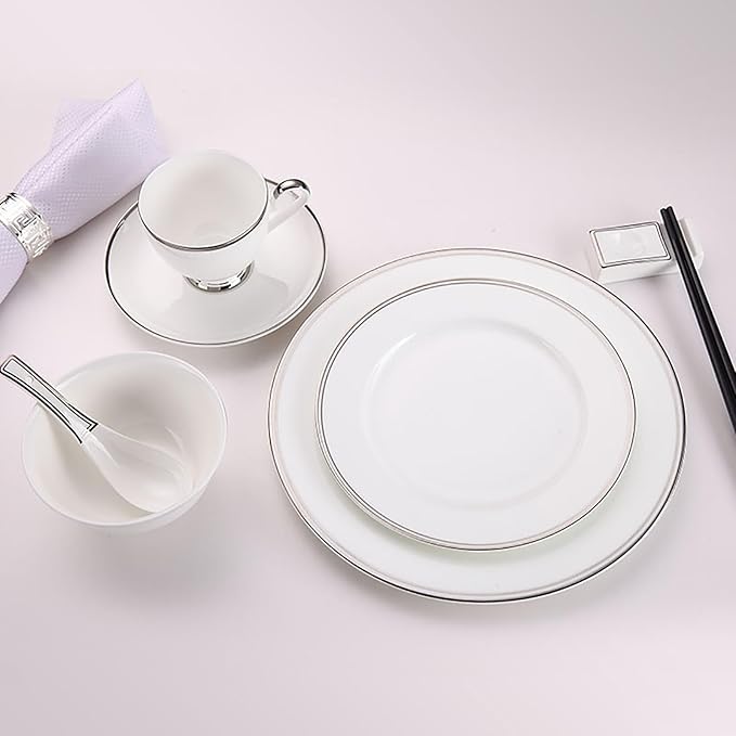 16-piece dinnerware sets dish set for 4 dinner plate set ceramic white round plates lightweight for housewarming party daily use dishwasher safe plates and cups set