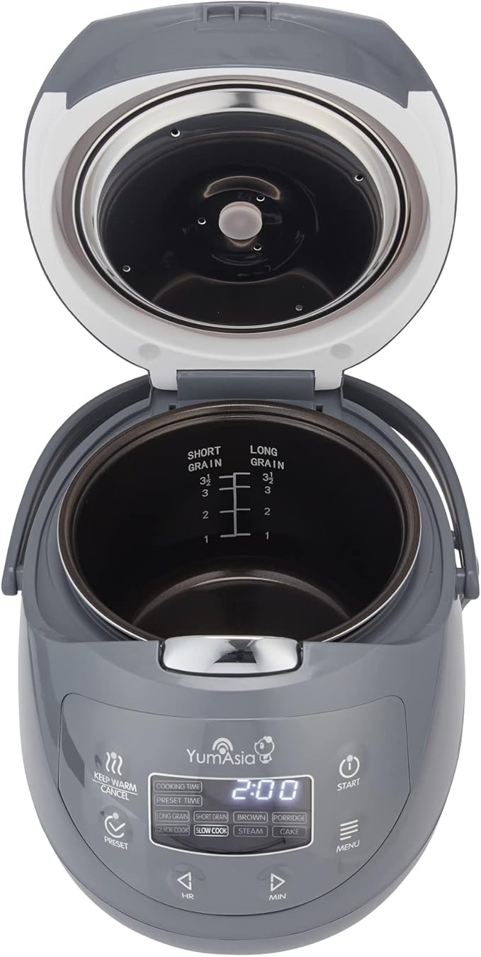 Yum Asia Panda Mini Rice Cooker With Ninja Ceramic Bowl and Advanced Fuzzy Logic (3.5 cup 0.63 litre) 4 Rice Cooking Functions 4 Multicooker functions Digital LED display - 120V