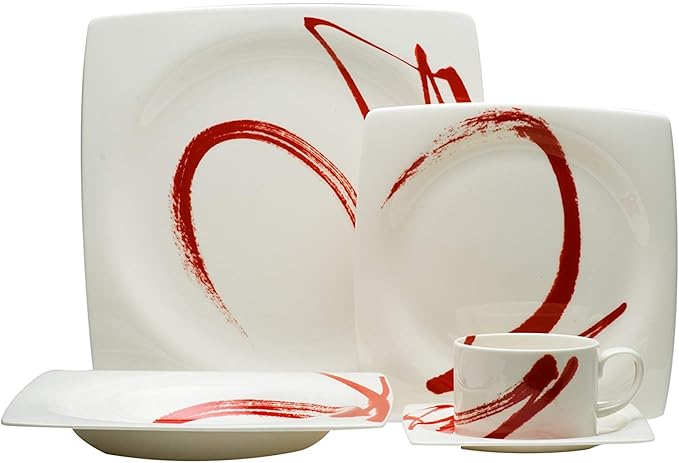 Red Vanilla Paint It Red 20 Piece Dinner Set 1 White