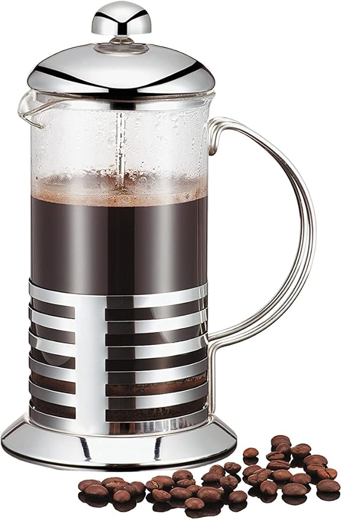 axentia 223545 Coffee and Tea Maker Stainless Steel Coffee Machine 1 Litre Capacity Full Aroma Press Filter Jug Enjoy Immediately Coffee Press with Temperature-resistant Borosilicate Glass