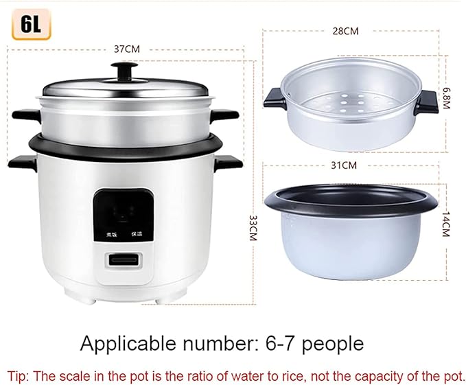 Rice Cooker with Steamer Smart Insulation Mini Electric Cooker Household Multifunctional Non-Stick Cookware (6L)