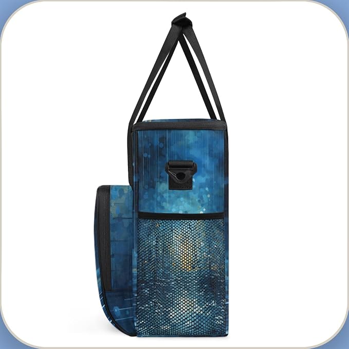 Glitter Coffee Maker Carrying Bag Midnight Blue Portable Travel Storage Tote Bag Compatible with K-Mini or K-Mini Plus Single Serve Coffee Brewer Carrying Case with Multiple Pockets &amp Shoulder S