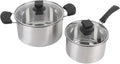 Stainless Steel Cookware Set 2 Pcs Non Stick Saucepan with Glass Lid Small Milk Pan with Heatproof Handle for Kitchen Multipurpose Sauce Pan Set for Cooking Soup Eggs Noodles