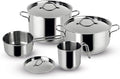 Lagostina Every Stainless Steel Cookware Set 7-Piece Set Two-Handle Saucepan 18 cm Deep Casserole 22 cm Milk Pan 12 cm Deep Casserole 14 cm Long Handle and Lids 14.18 and 22 cm