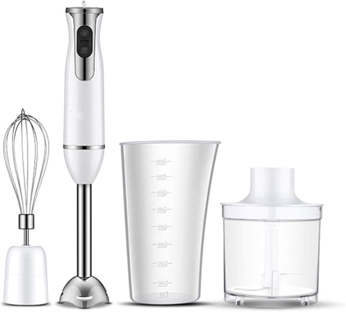 Hand Blender 3-in-1 2-Speed Stick Blender with Milk Frother Egg Whisk for Smoothies Coffee Milk Foam Sauces and Soups – White