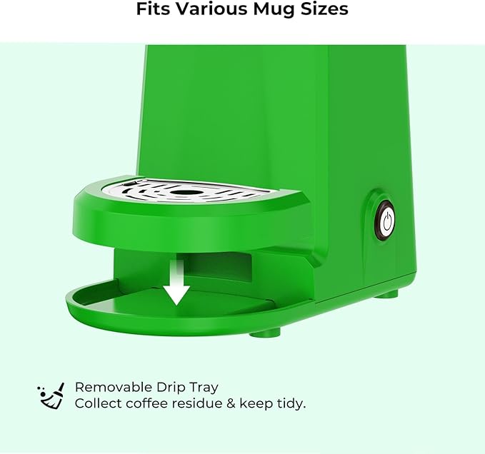 CHULUX Single Serve Coffee Maker Small Single Cup Coffee Maker for K pod and Ground Coffee Green