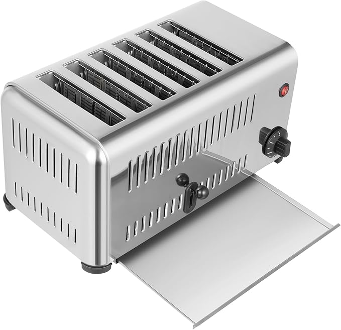 Stainless Steel 6 Slice Pop-up Toaster with 2 Modes 1680W Electric Countertop Toaster MachineUS Plug1-5 Timer for Home Restaurant Bakery Dessert Store