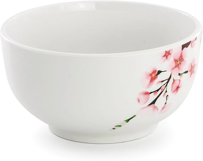 Elama Tamara 24 Piece Cherry Blossom Porcelain Dinnerware Set Service for 6 in White and Pink