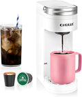 CHULUX Slim Single Serve Coffee Maker for K Pod One Cup Coffee Maker Fits 7.3 Travel Mugs Coffee Machine with 6 to 12oz Brew Sizes Pearl White