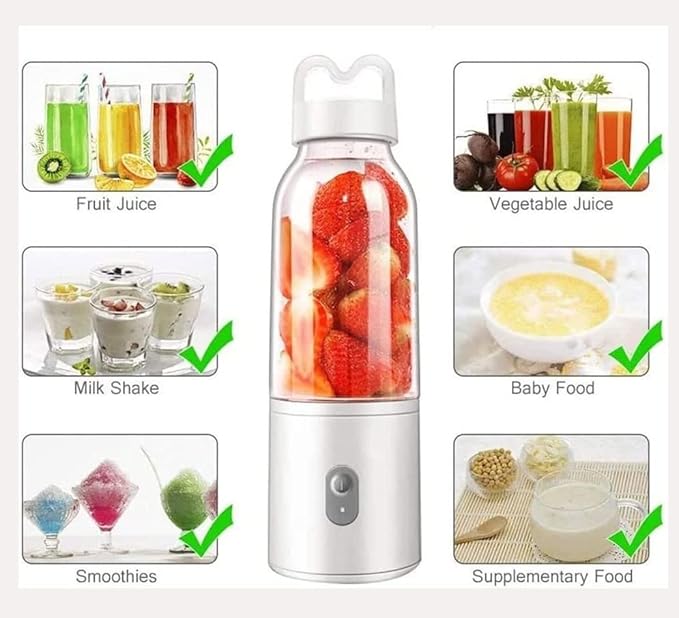 Portable Blender Personal Blender with USB Rechargeable Mini Fruit Juice Mixer Personal Size Blender for Smoothies and Shakes 500ml (Size : 1)